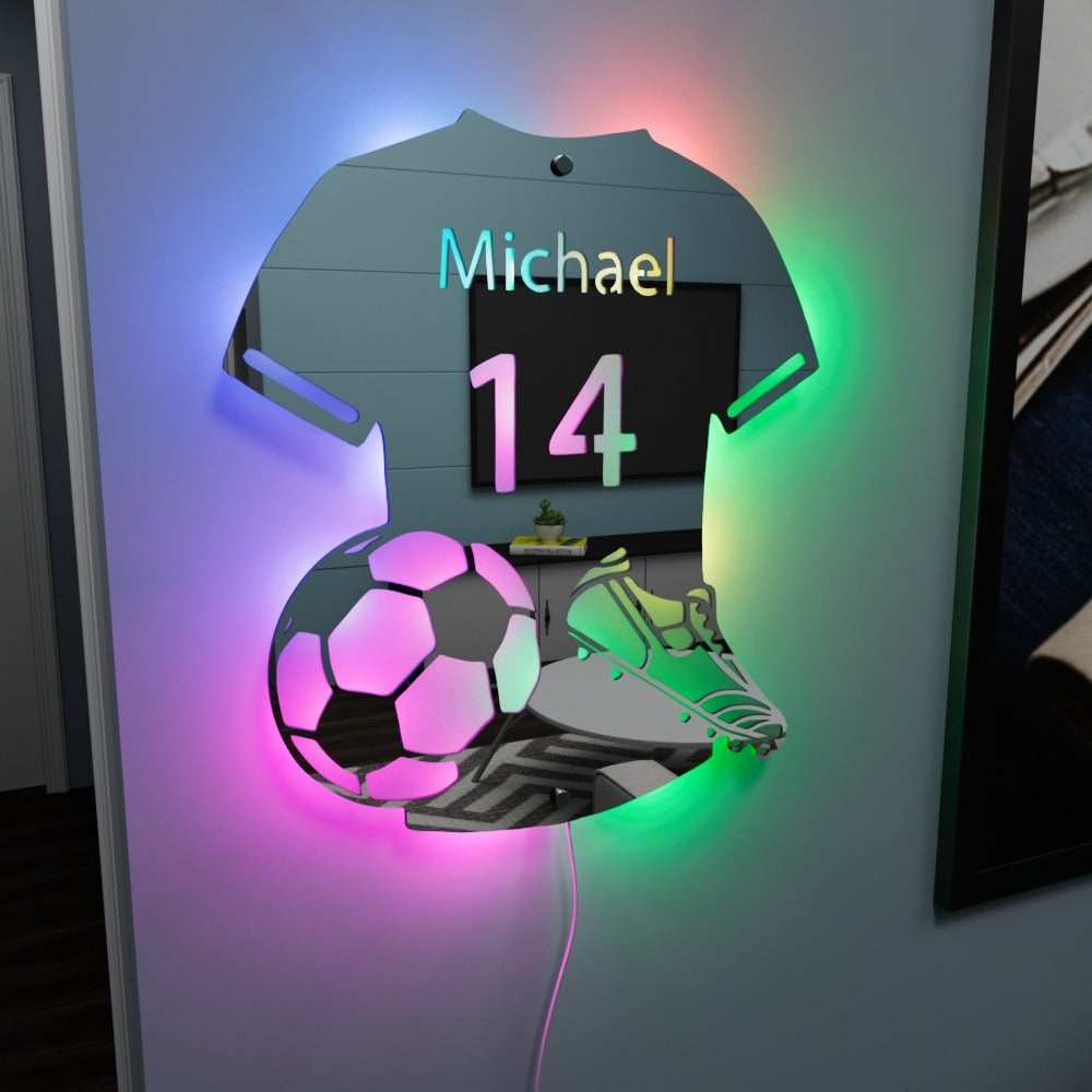 LuceCalcio™ | Specchio LED Maglia Personalizzata (Nome + Numero)