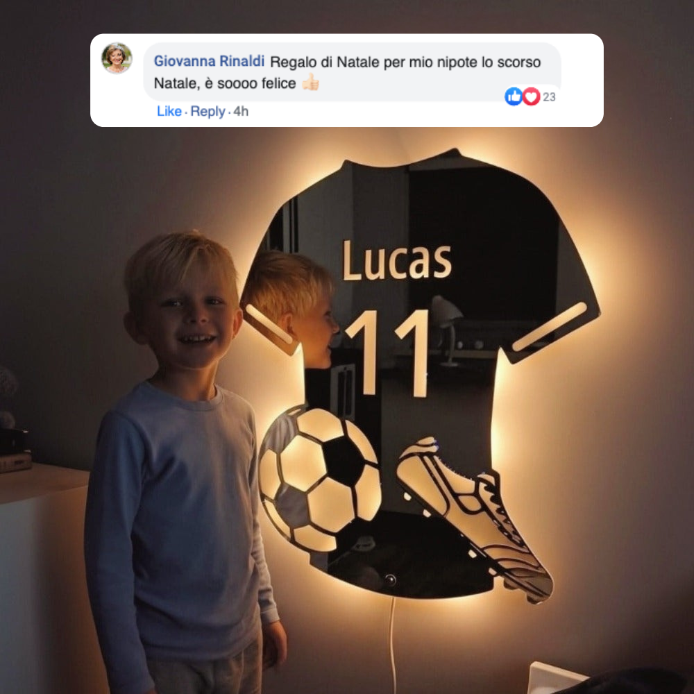 LuceCalcio™ | Specchio LED Maglia Personalizzata (Nome + Numero)