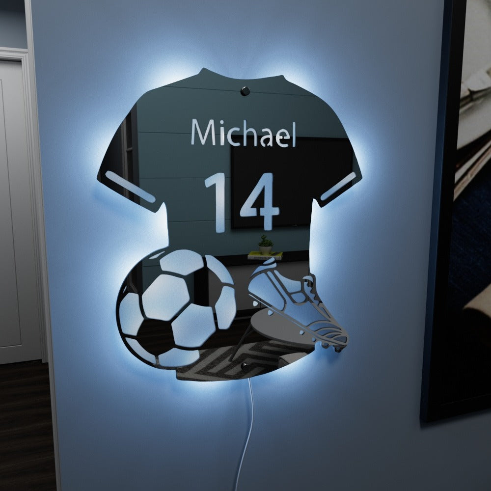 LuceCalcio™ | Specchio LED Maglia Personalizzata (Nome + Numero)