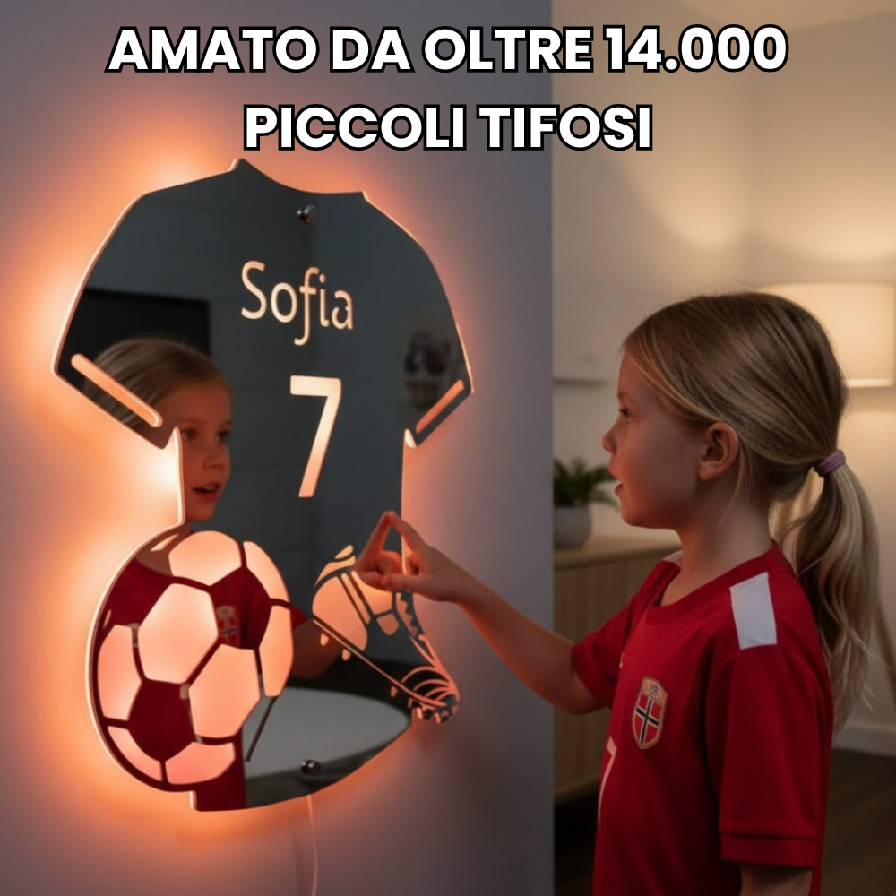 LuceCalcio™ | Specchio LED Maglia Personalizzata (Nome + Numero)